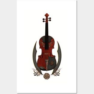 Wonderful elegant steampunk violin Posters and Art